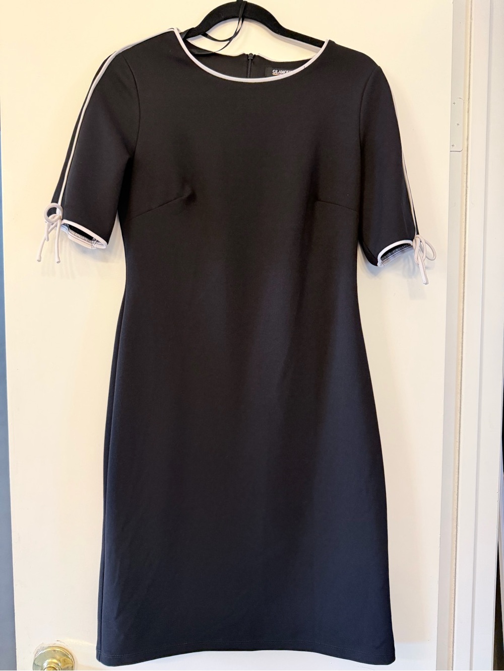 Glamour Black Midi Dress with White Trim
